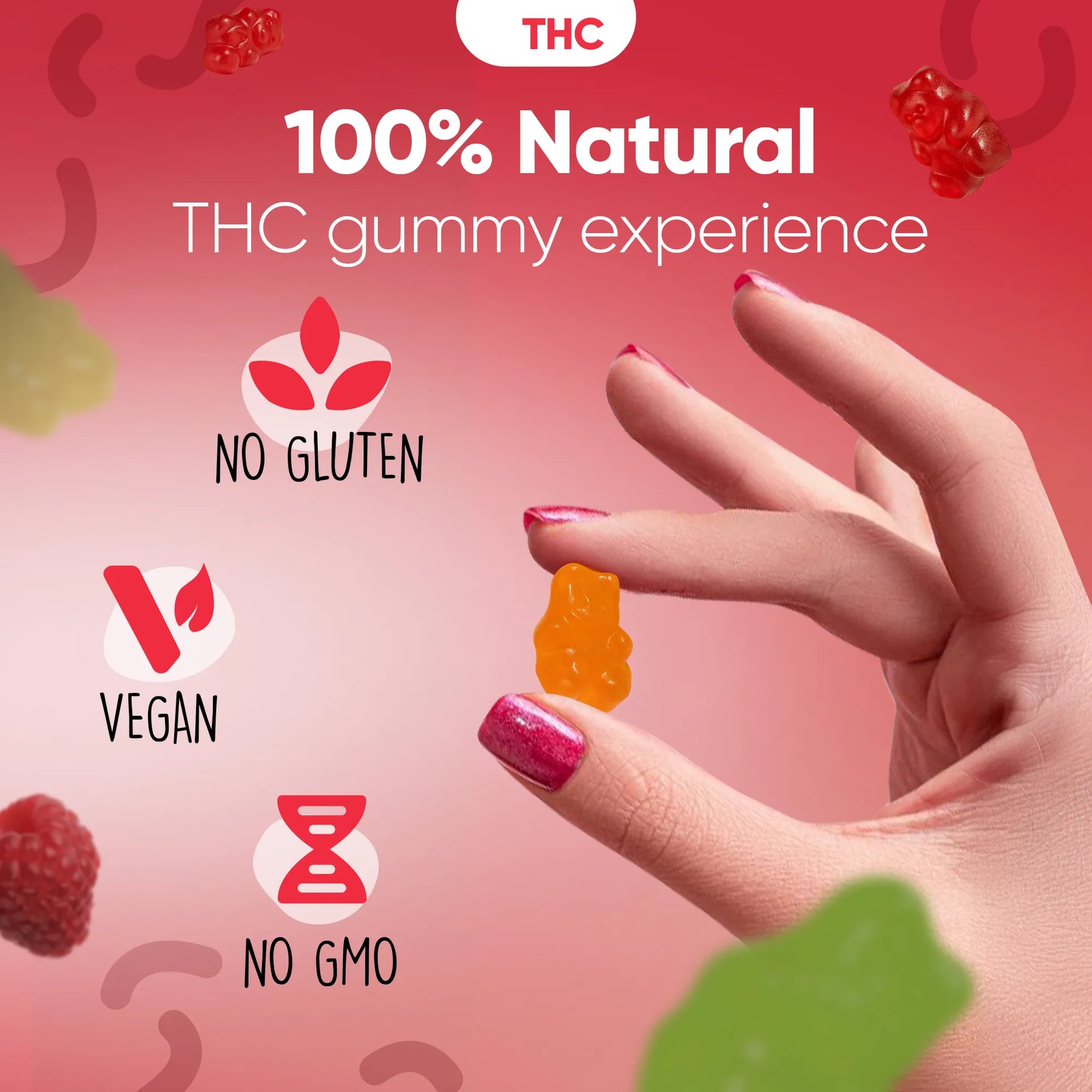 Gummies de THC Raspberry