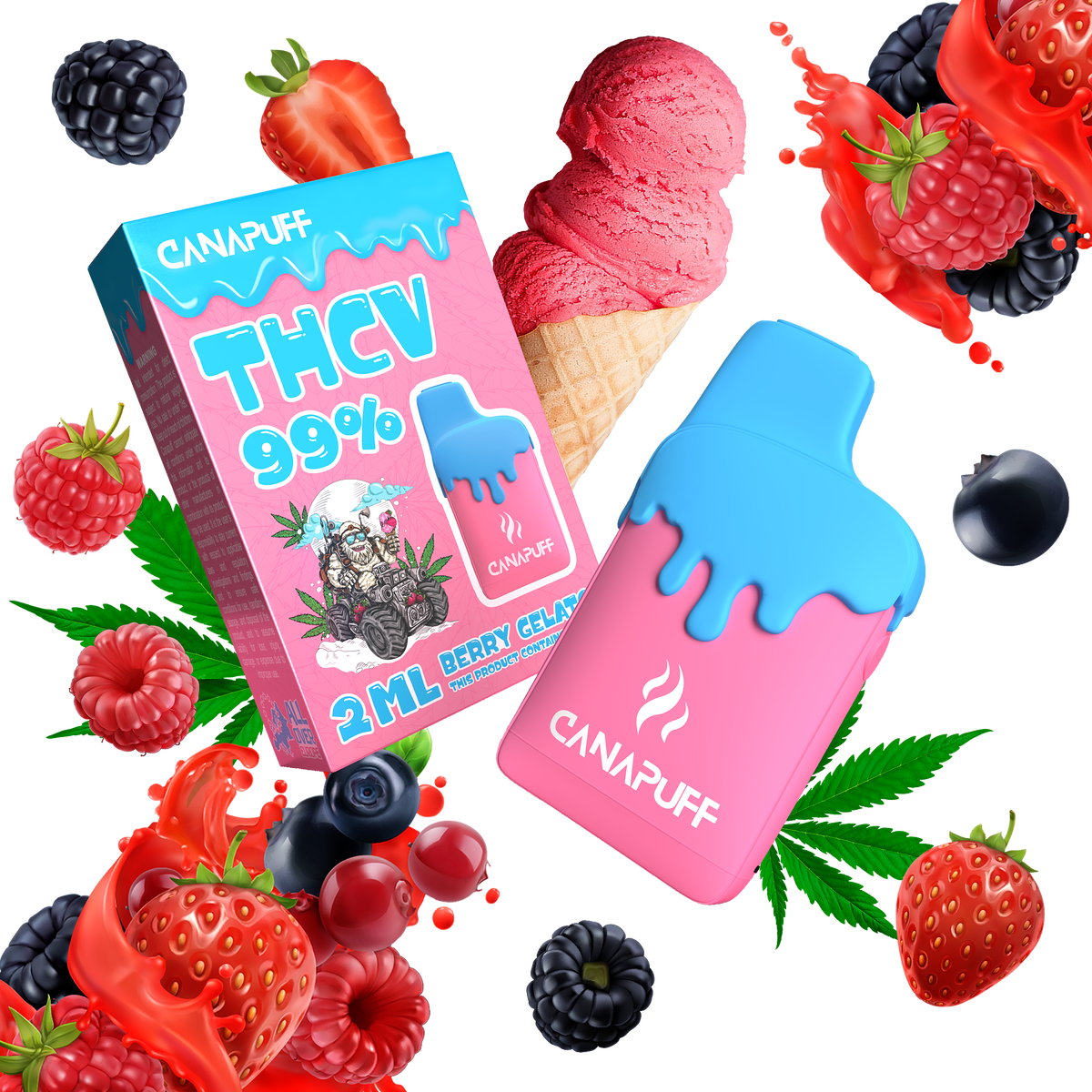 Vape de THCv Berry Gelato 99% 2ml