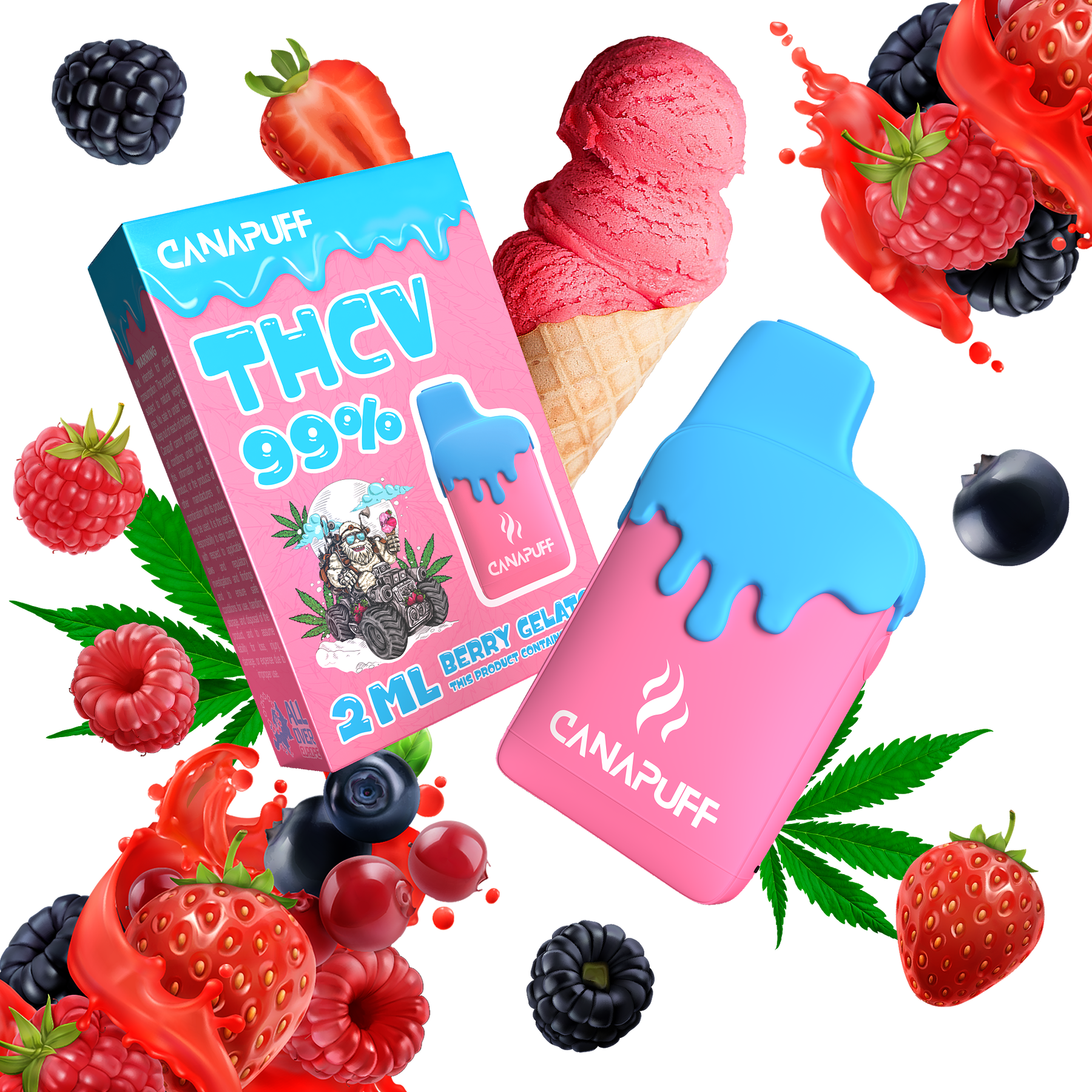 Vape de THCv Berry Gelato 99% 2ml
