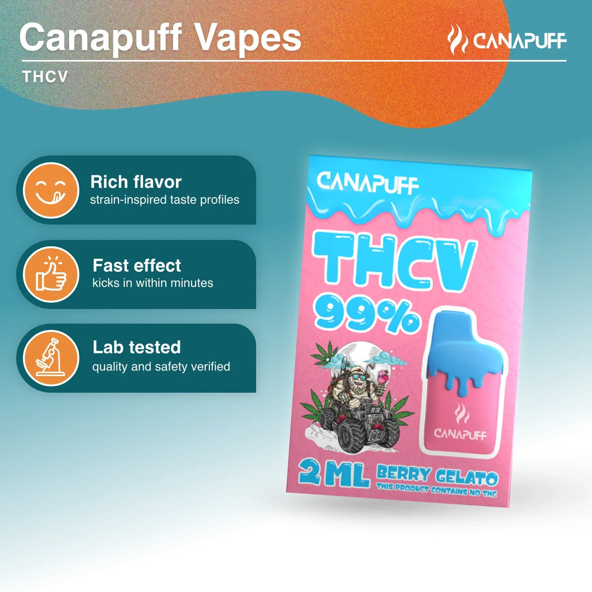 Vape de THCv Berry Gelato 99% 2ml