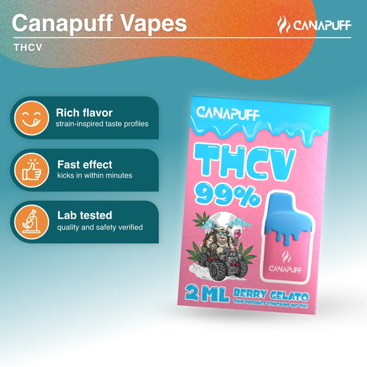 Vape de THCv Berry Gelato 99% 2ml