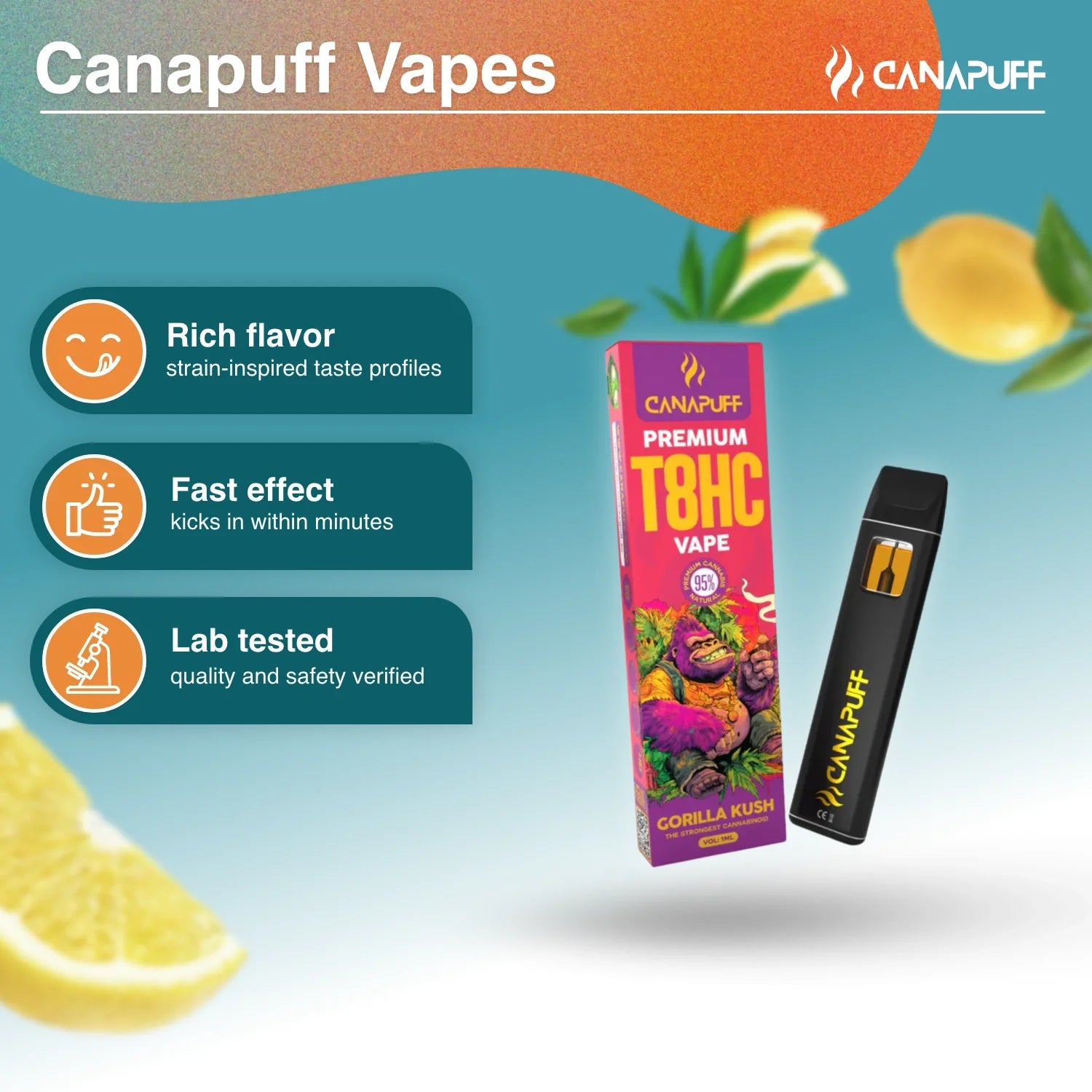 Vape de T8HC Gorilla Kush 95% 1ml