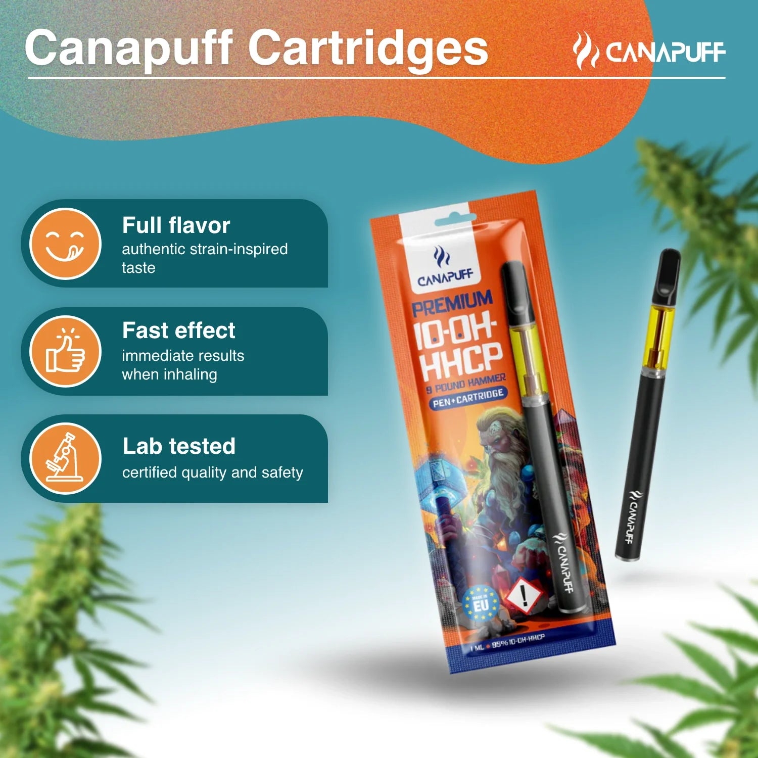 Caneta + Cartucho 10-OH-HHCP 9 Pound Hammer 95%